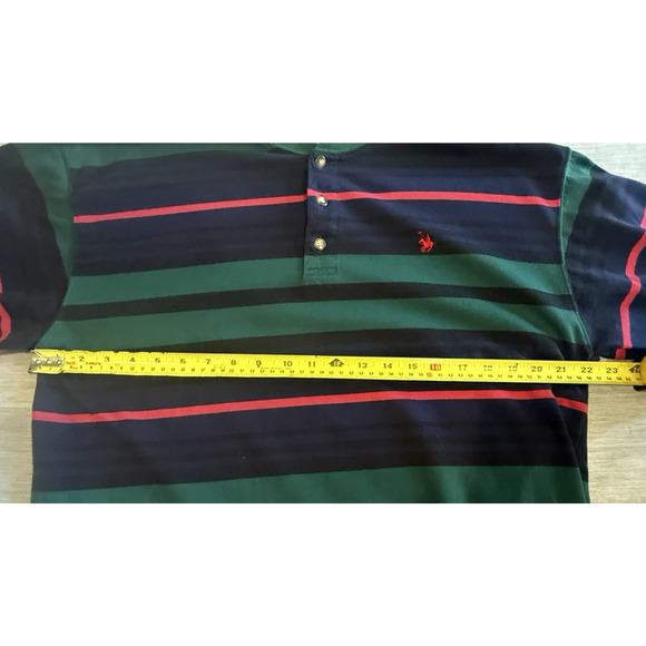 Vintage Knights of the Round Table Mens Striped Henley Polo Size L Rugby Preppy - Picture 8 of 9